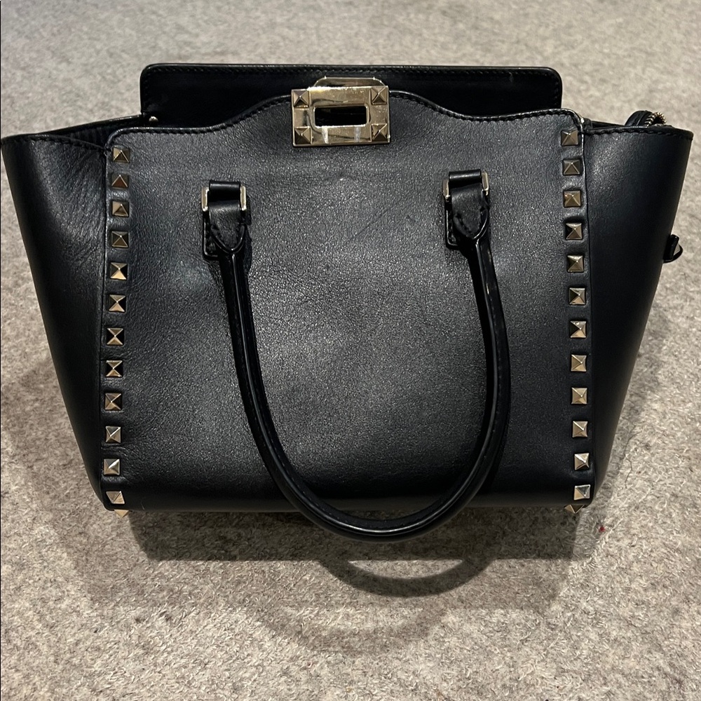 Valentino Garavani Trapeze Rockstud Black Tote Bag